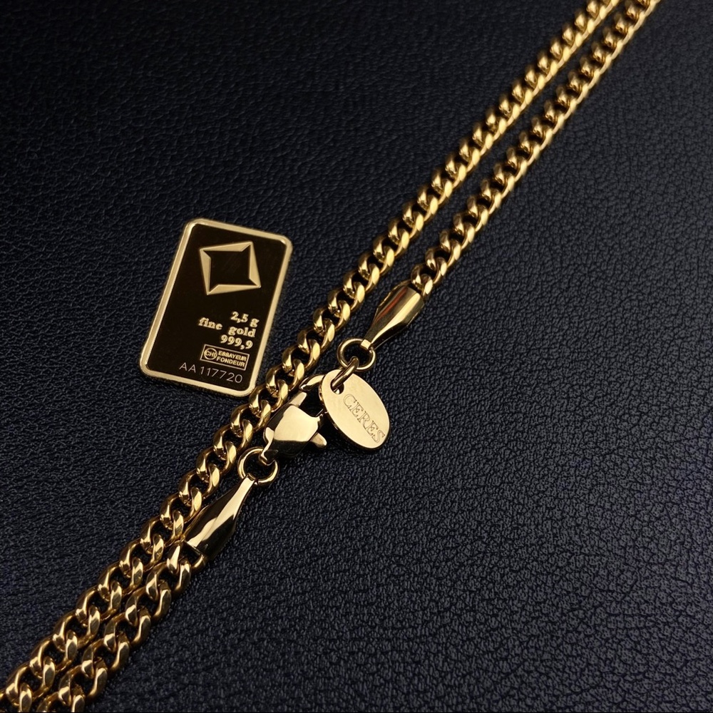 (6)Gold Miami Cuban Link Chain 3mm 18K Gold Plated